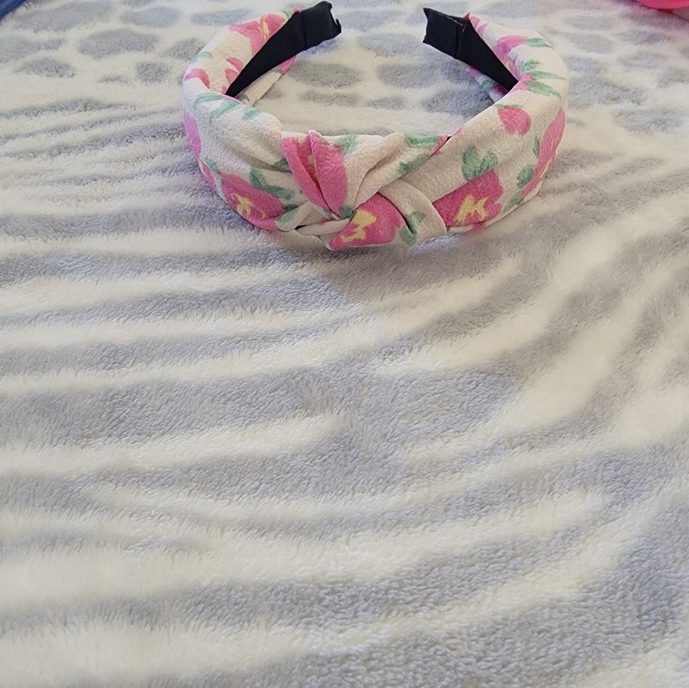 Floral print top knot head band new